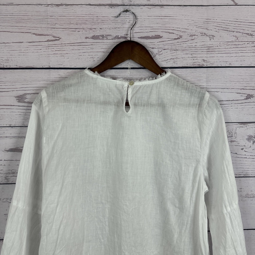 J Jill Shirt Top Womens Medium White Love Linen Boxy Breathable beach Minimalist - Picture 5 of 11